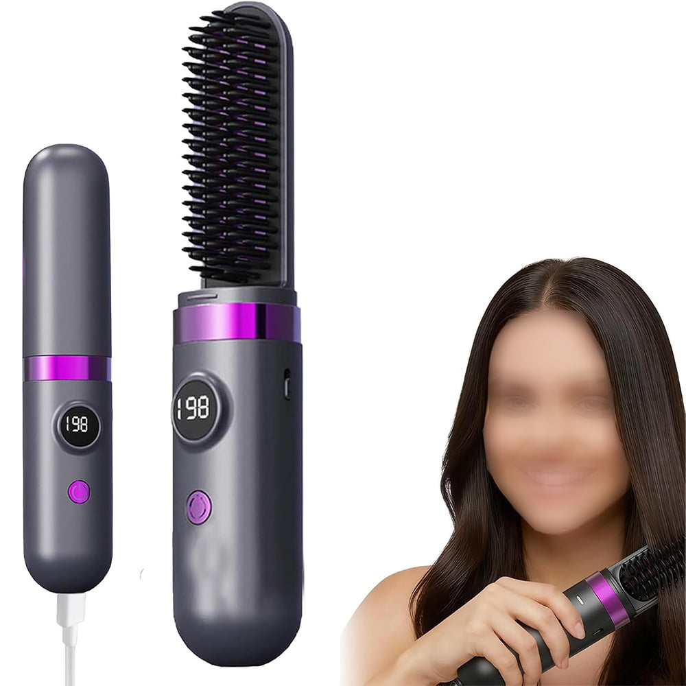 Hair Straightener Brush with Base-Grey