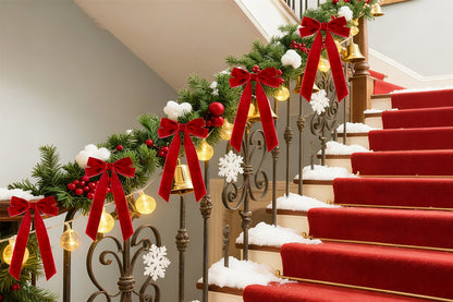 12Pcs Velvet Ribbon Bows for Christmas Tree Vintage Rustic Craft Bows-Red