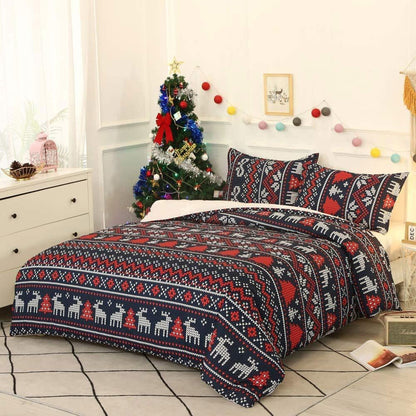 Christmas Pattern Bedding Set Xmas Style Duvet Cover Pillowcase  Home Decor Style 3