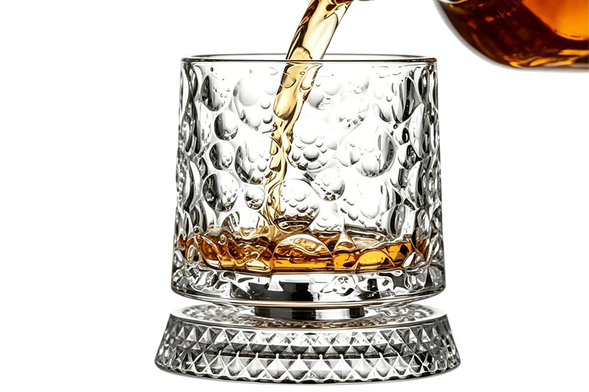 270ML Rotating Transparent Whiskey Glass - Bubble Style