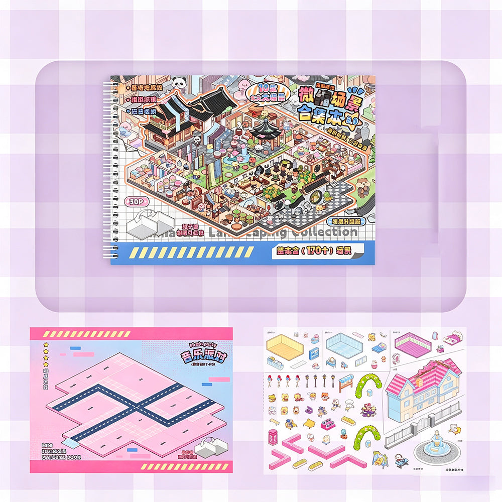 3D Reusable Sticker Scene Book with 10 Themes  - Blue