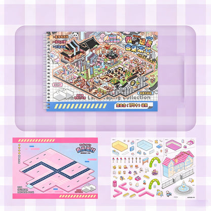 3D Reusable Sticker Scene Book with 10 Themes  - Blue