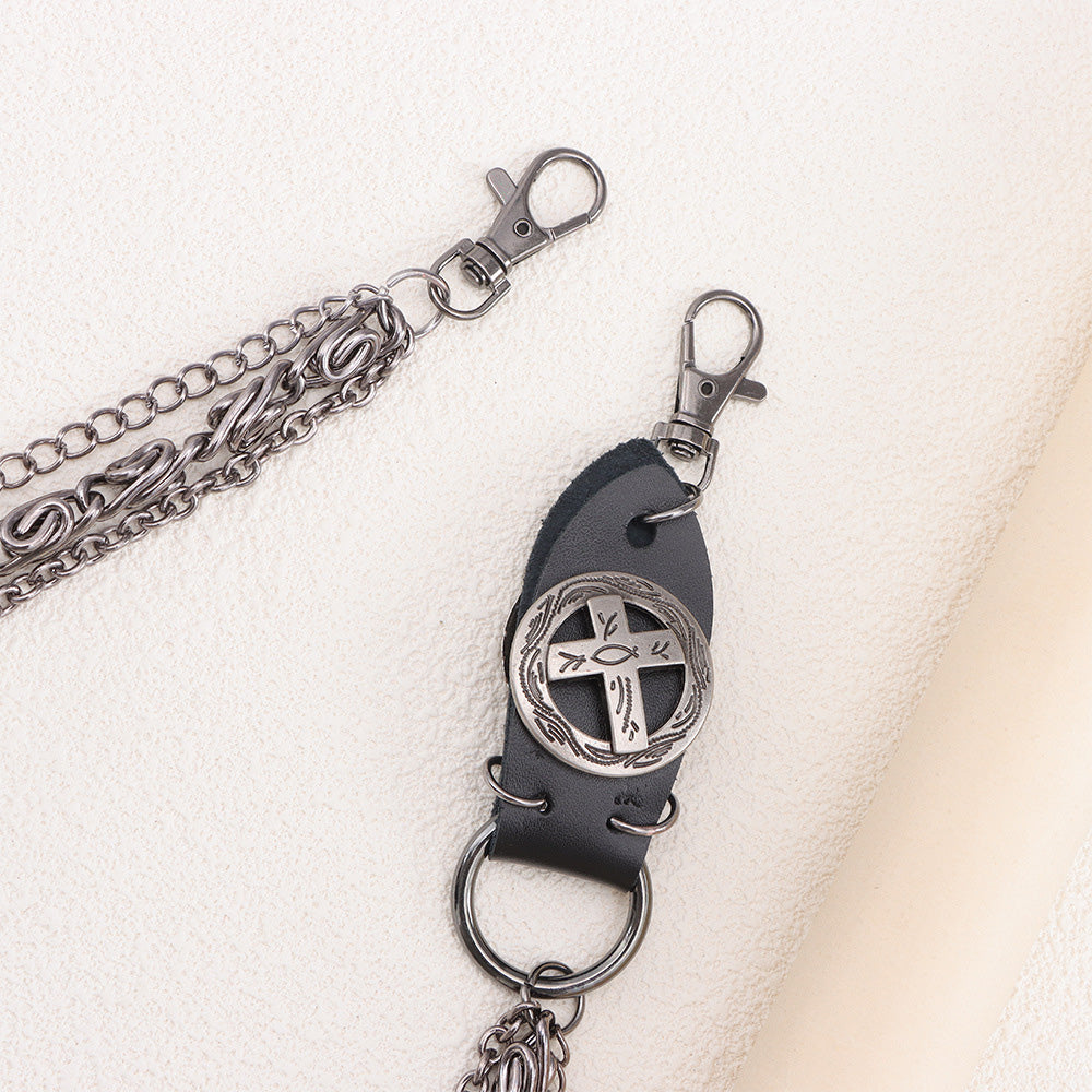 Punk Pant Chain Key Jean Wallet Chain - Three-layer Brown