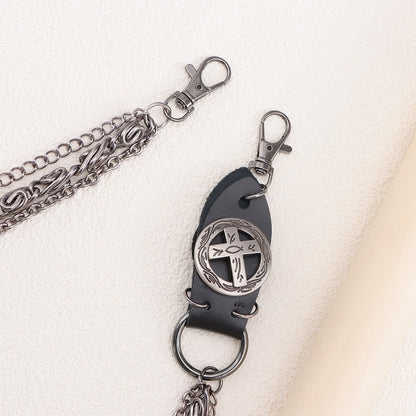 Punk Pant Chain Key Jean Wallet Chain - Three-layer Brown