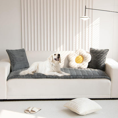 Couch Cover for Dogs Washable Fuzzy Pet Couch Cushion-Dark Grey