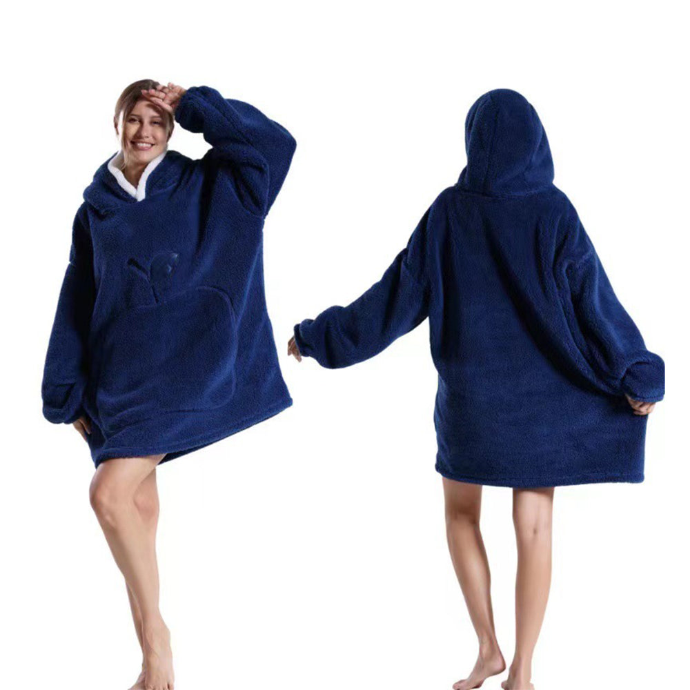 Unisex Hoodie Blanket Oversized Wearable Throw Blanket Navy