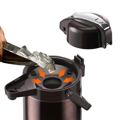 3L Stainless Steel Vacuum Insulated Water Dispenser Pump Flask Hot Cold Beverage Server-Gold