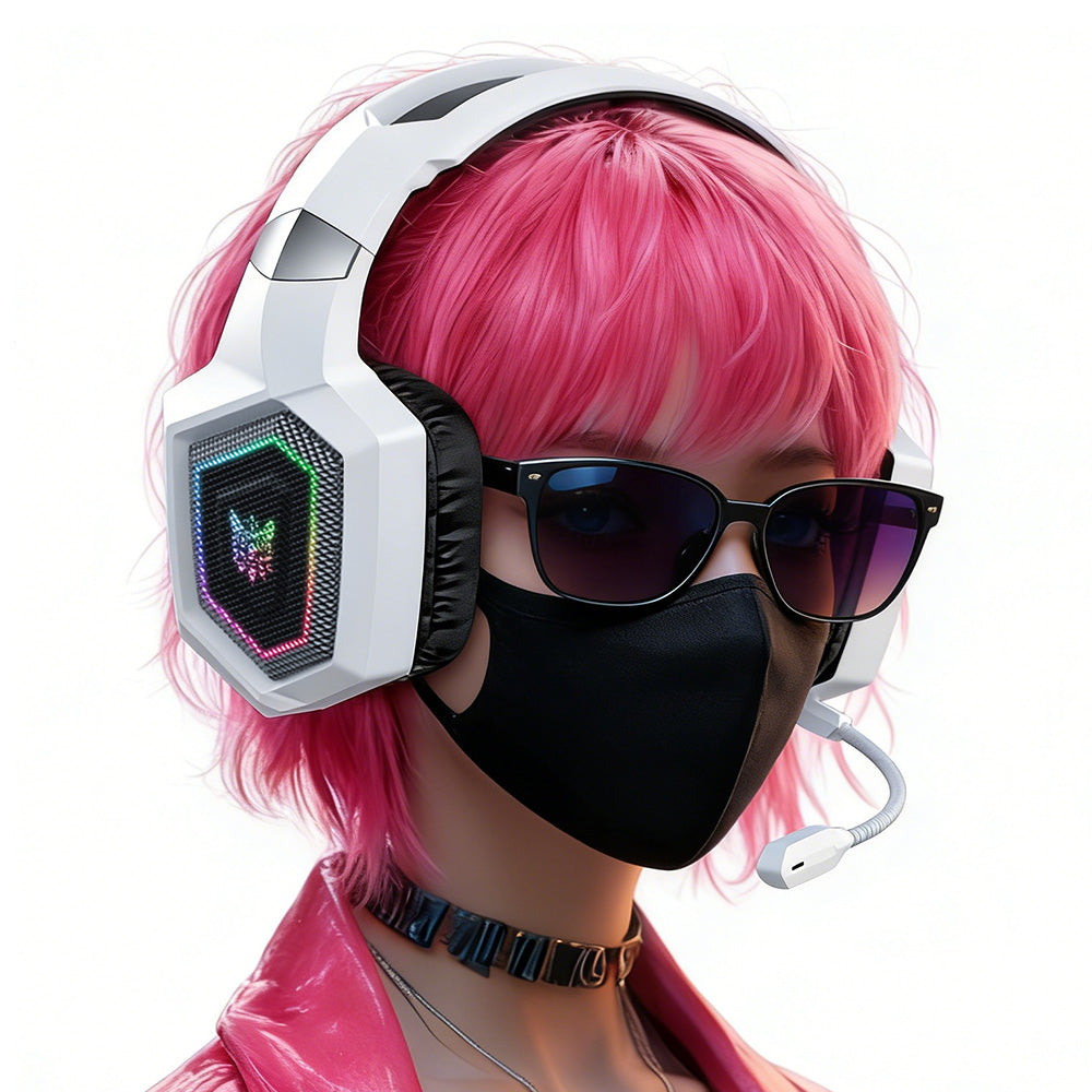 2.4GHz Wireless Gaming Headset with Flip Microphone for PC-White