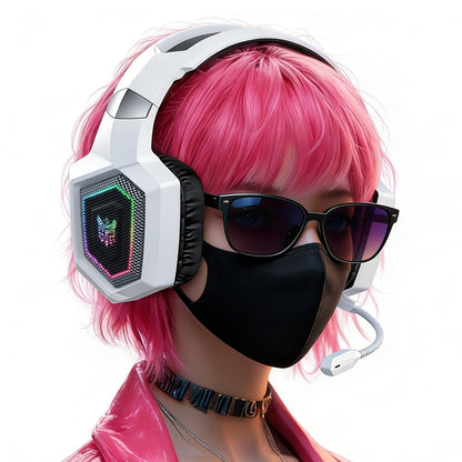 2.4GHz Wireless Gaming Headset with Flip Microphone for PC-White