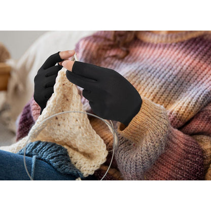 2 Finger Open Copper Arthritis Compression Gloves with Touchscreen Tips for Tendonitis