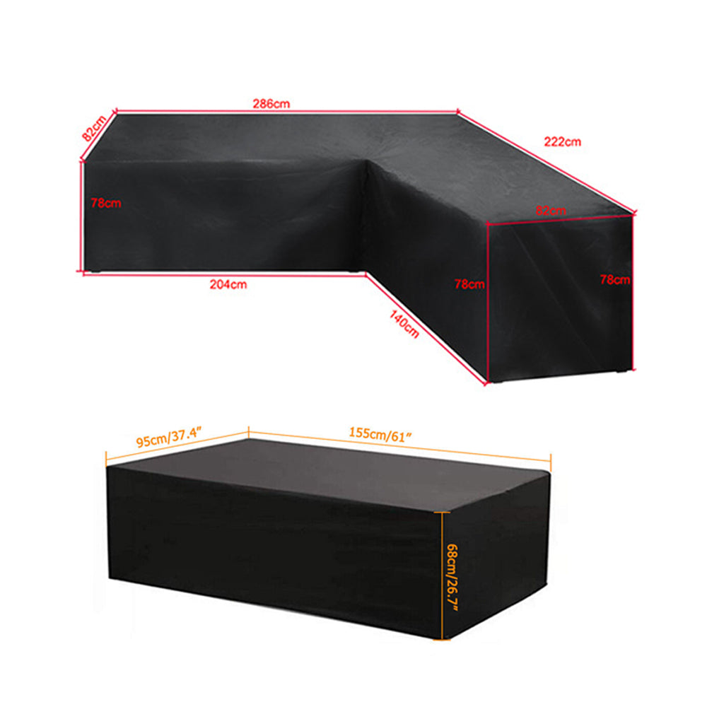 Outdoor Protector Cover Set for L Shape Corner Sofa Table Garden Rattan Sofa Cover Furniture Protector