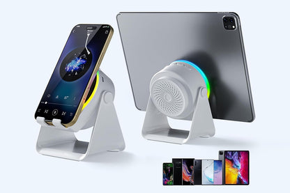 4 in 1 Wireless Speaker Bluetooth Speaker with 360 Adjustable Phone Holder-White