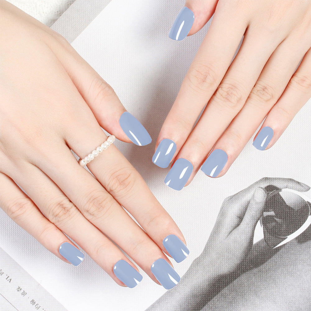 Set of 72Pcs Press On Nails Solid Color Self-Adhesive Fake Nails Style 2