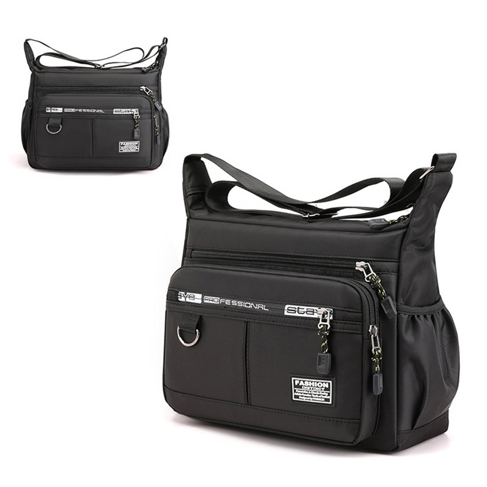 Multi-Pocket Men's Crossbody Shoulder Bag for Outdoor Travel and Commuting -Black