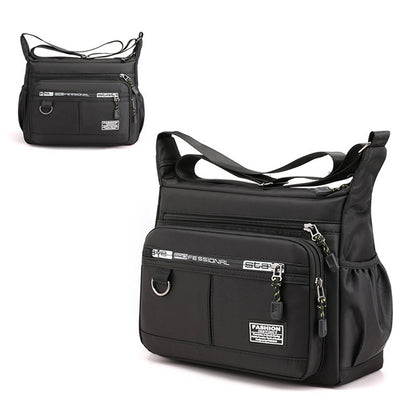 Multi-Pocket Men's Crossbody Shoulder Bag for Outdoor Travel and Commuting -Black