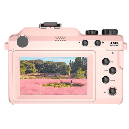 8K Digital Camera 18X Zoom Dual Lens Camera-Pink