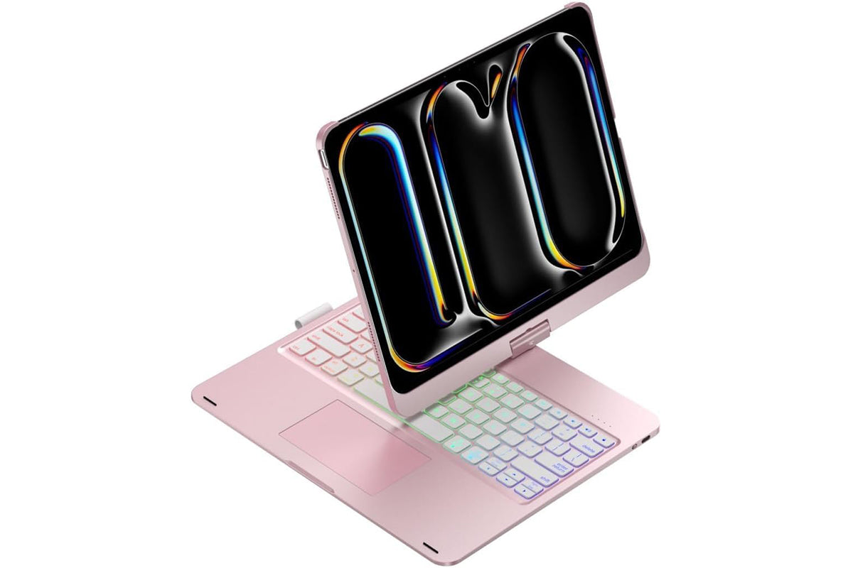 360-degree Rotatable Keyboard Case for iPad 11th Air 11 inch Air 13 inch with TouchPad -Rose Gold A11