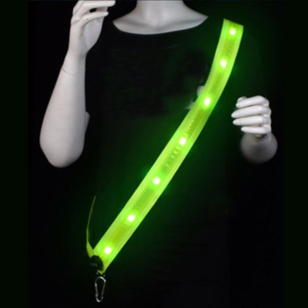 Adjustable LED Reflective Belt Sash 3 Light Modes High Visibility Night Security Belt Running Gear Green