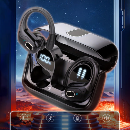 Wireless Bluetooth Headphone Sport Earbuds Stereo Over Ear Earphone with Earhook Black
