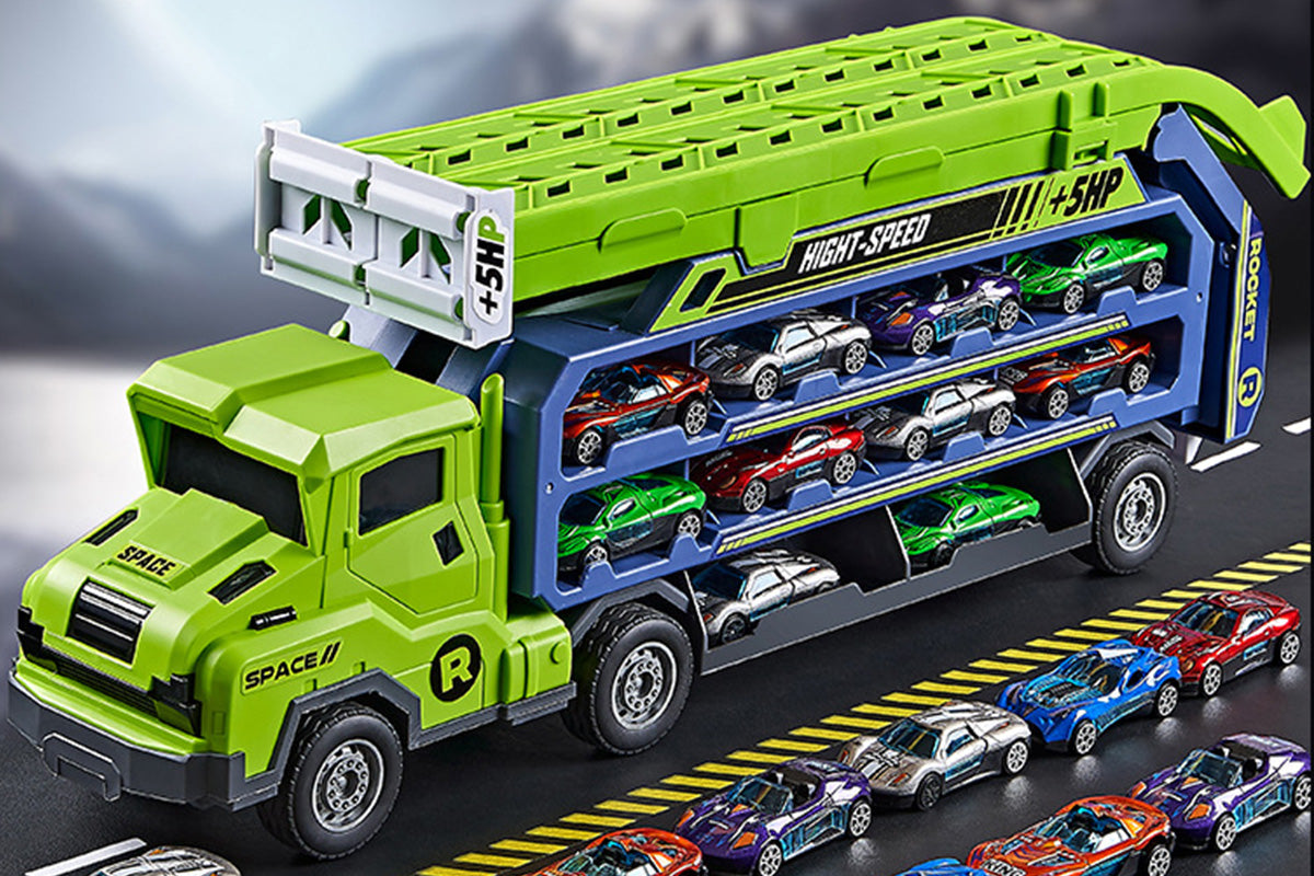 Carrier Truck Transport Car Toys Foldable 3 Layer Car Race Track Toys-Orange