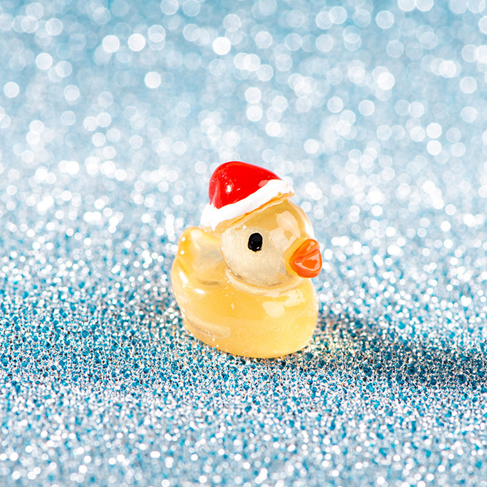 28Pcs Christmas Mini Luminous Resin Ducks Ornaments Desktop Miniature Garden Decorations