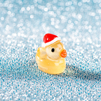 28Pcs Christmas Mini Luminous Resin Ducks Ornaments Desktop Miniature Garden Decorations