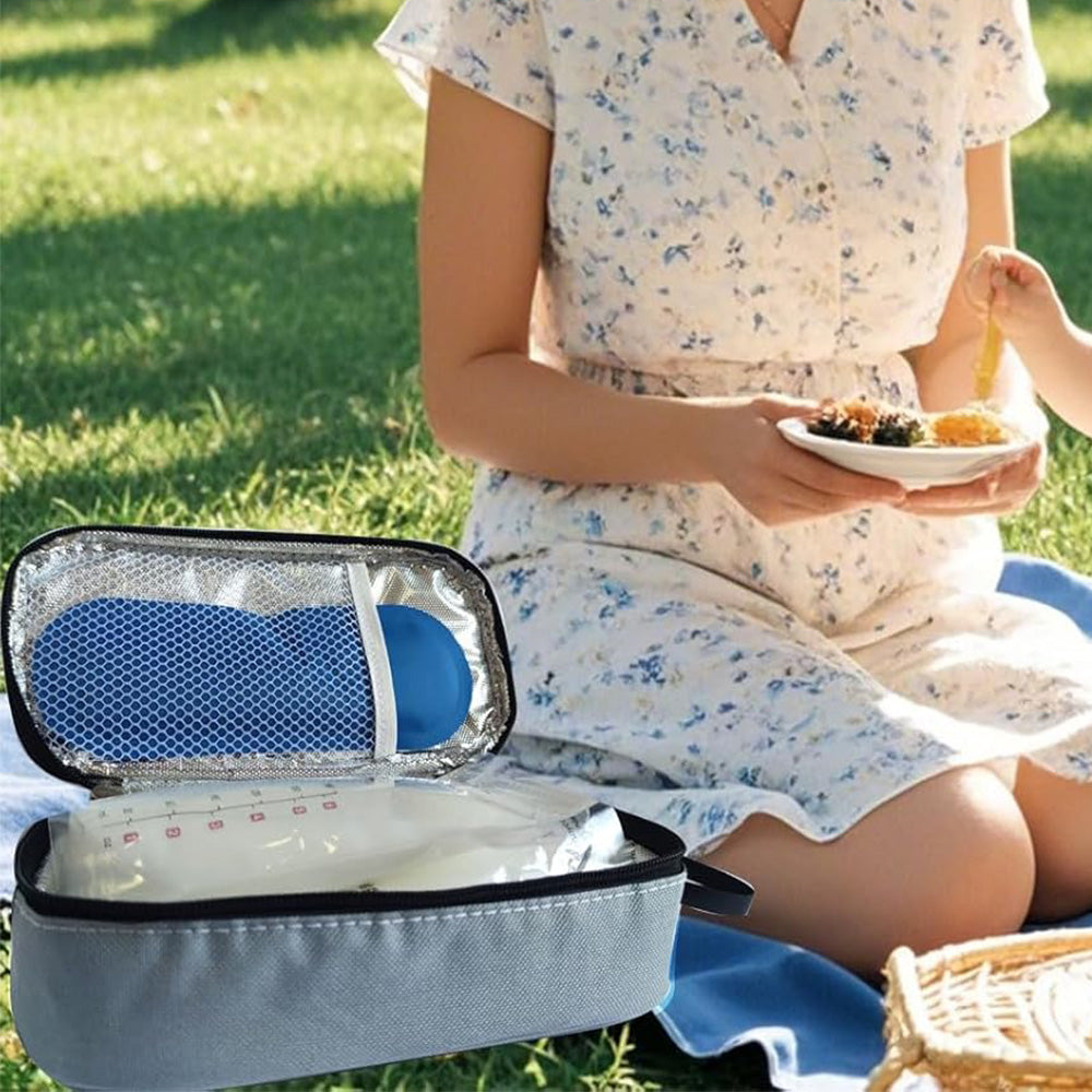 Insulated Insulin Cooling Bag ââ‚?Multi-Layer Medical Travel Cooler Gray