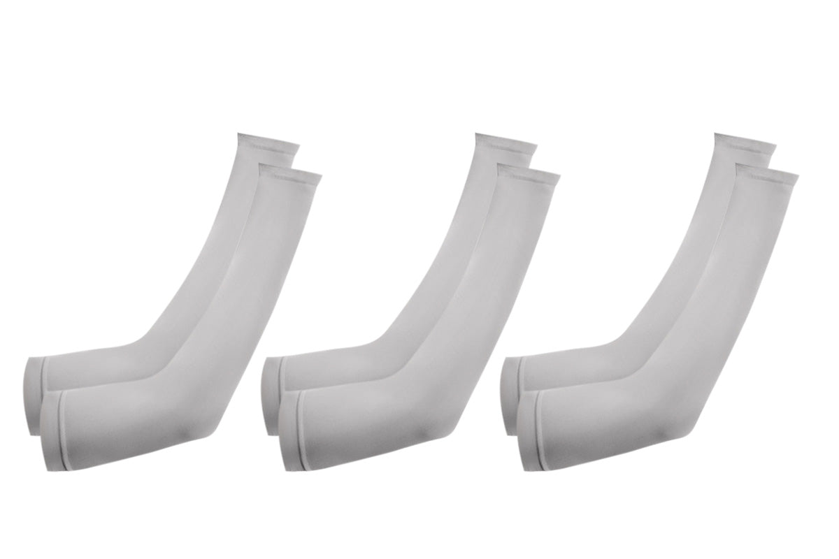 3 Pair 40cm Straight Nylon Spandex Cooling Arm Sleeves - Grey