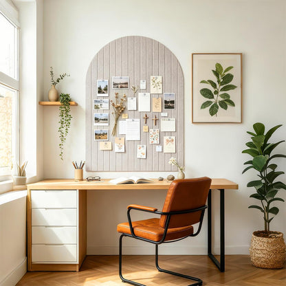 Large Arched Felt Bulletin Board with 30 Push Pins - Camel