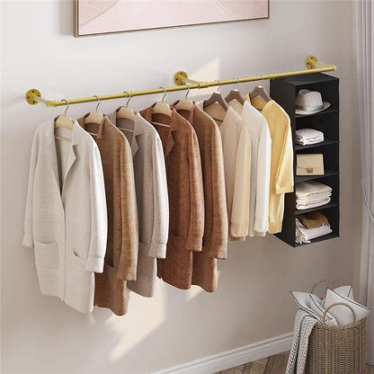 183cm Galvanized Carbon Steel Wall Mounted Clothes Rack - Gold