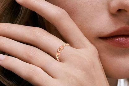 Anxiety Ring for Women Adjustable Fidget Spinner Ring with Beads for Stress Relief -Rose Gold