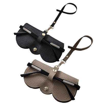2Pcs Portable Eyeglasses Storage Pouch Sunglasses Reading Glasses Storage Holder Black and Khaki