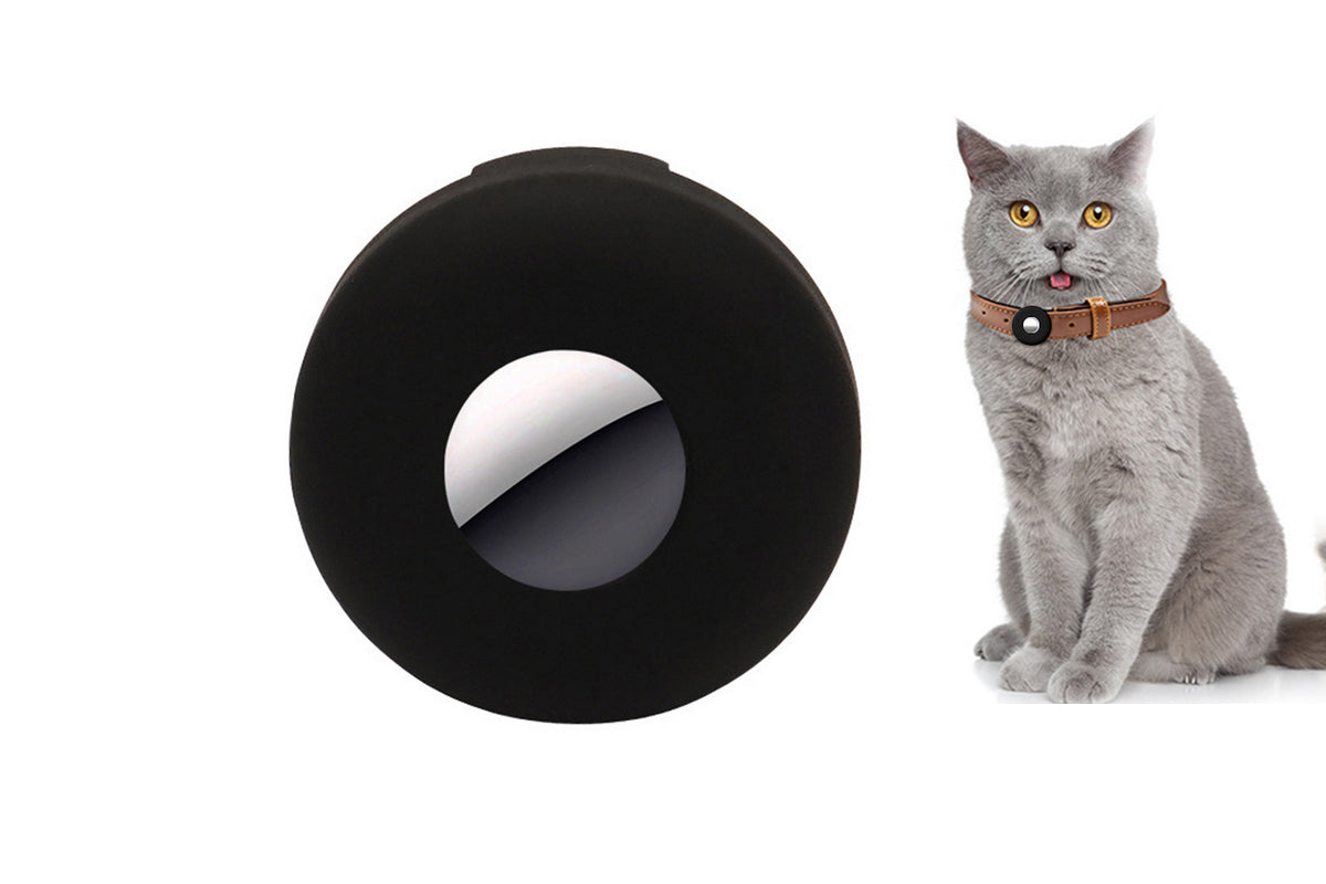 Dog Collar Anti-Lost Silicone Tracker Protective Case Cover Compatible With Apple Airtag-Black
