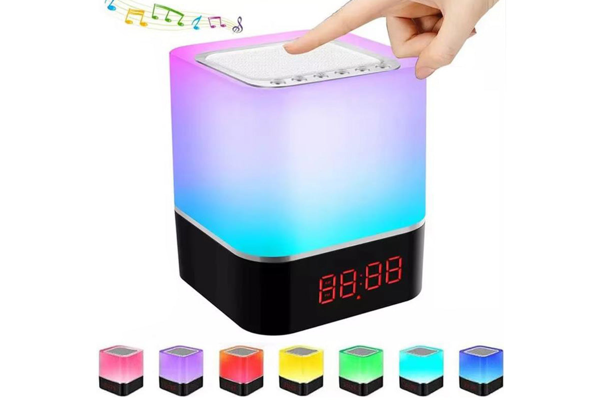 Bluetooth Music Speaker Alarm Clock Touch LED Night Light Desk Bedside Lamp