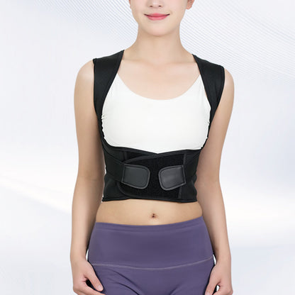 Adjustable Unisex Shoulder Brace Belt Low Back Support For Women Men-Black