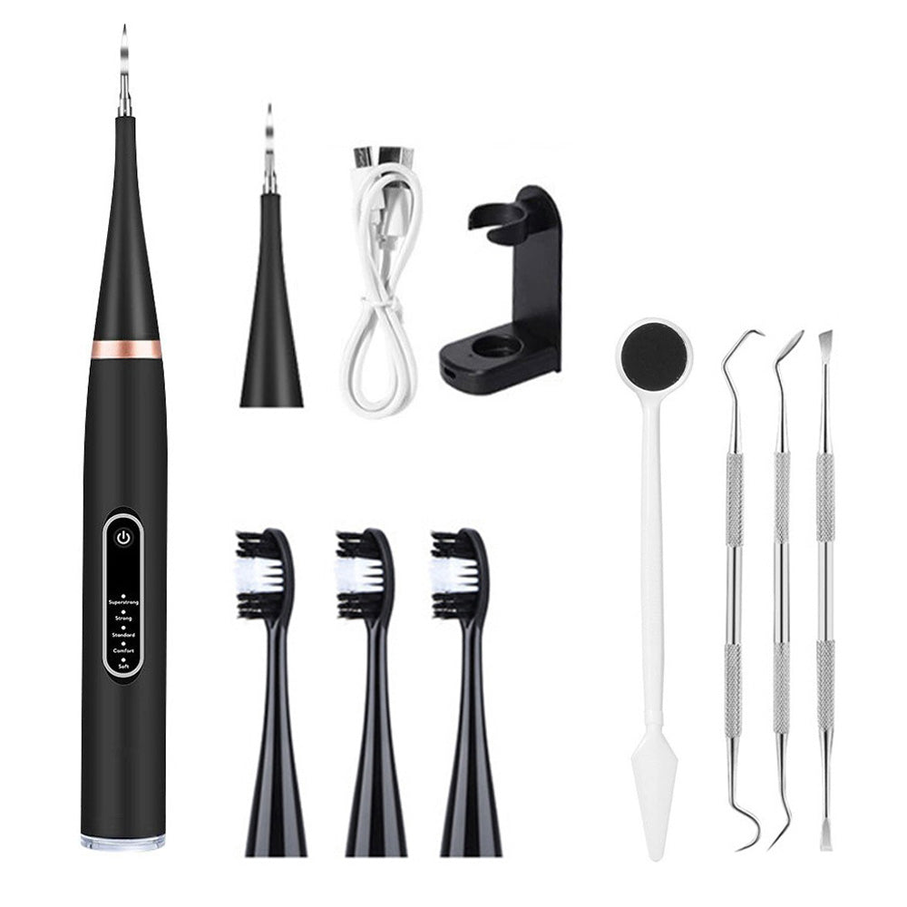 5-Mode Dog Teeth Cleaning Kit Ultrasonic Plaque and Tartar Remover with Light Pet Teeth Cleaner Black