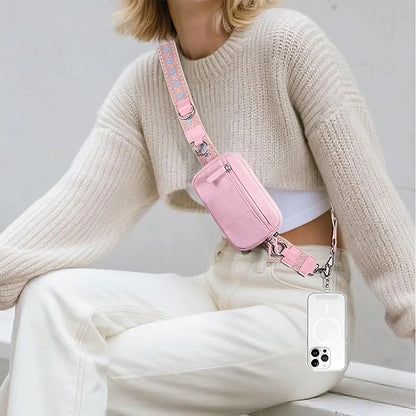 Phone Lanyard Clip and Go Strap for Phone with Wallet Crossbody -Pink
