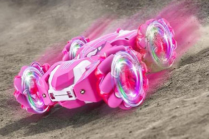 Spider Remote Control Car with Cool Lights 360?? Rotating 4WD Off-Road Race Car -Pink