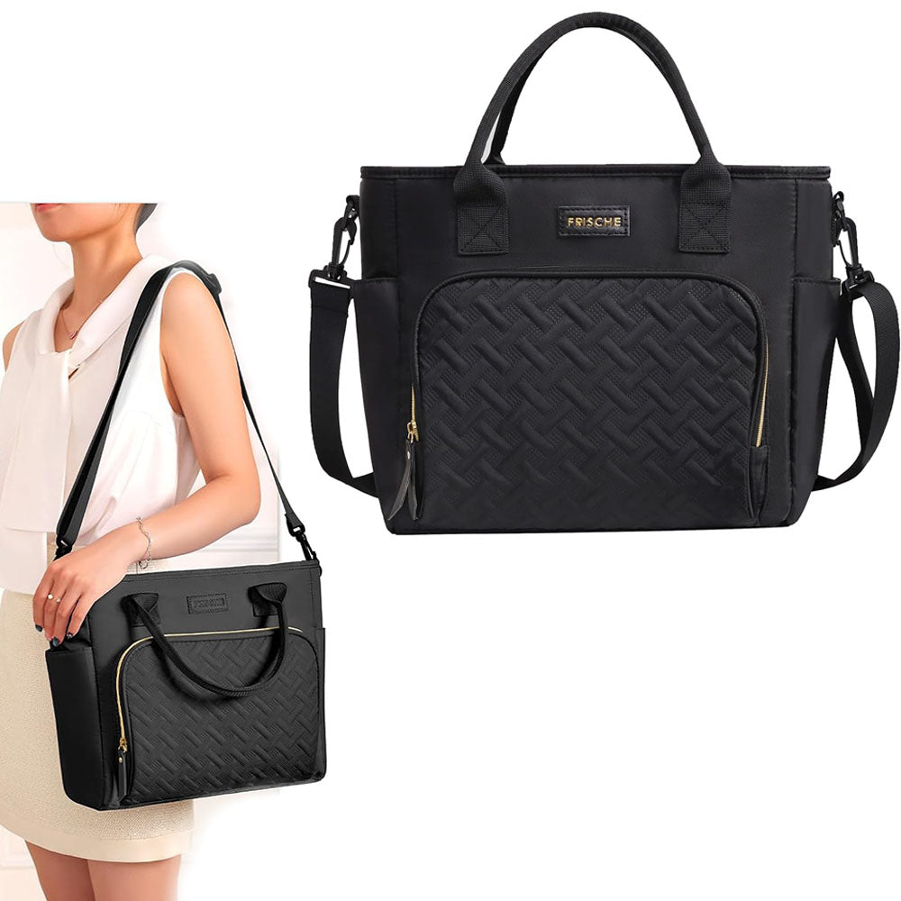Large Capacity Insulated Lunch Tote Bag - Black