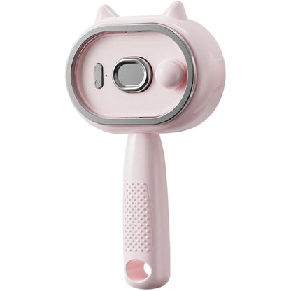 Electric Spray Hair Brush with Cat Ear Design and One Click Cleaning - Pink