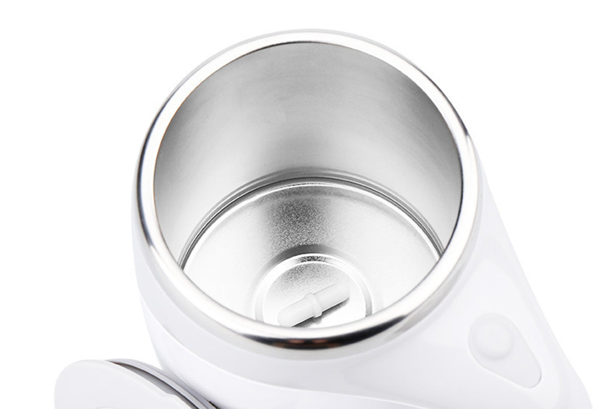 2Pcs Stainless Automatic Magnetic Stirring Coffee Cup For Coffee Milk Home Office Travel-White