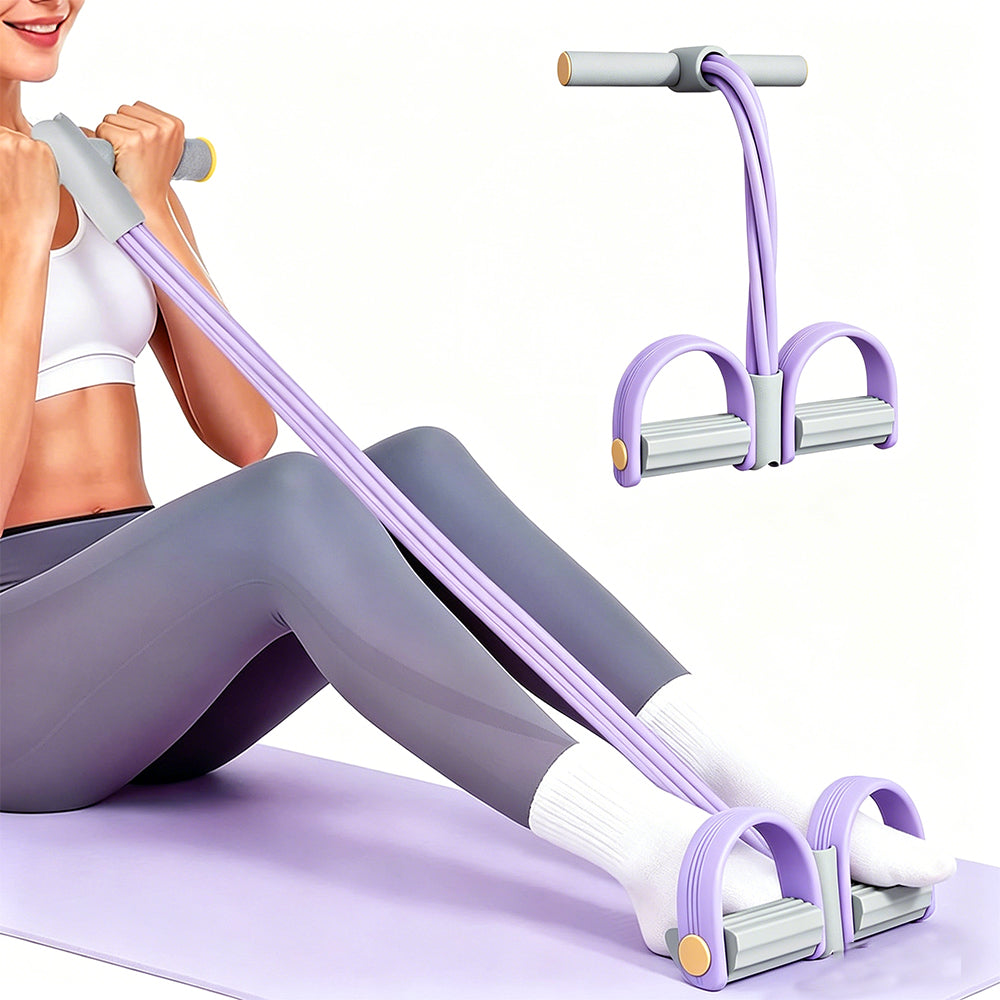 6 Tube Multifunction Pedal Resistance Band with Hand for Sit Up Home Gym Workout-Purple
