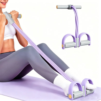 6 Tube Multifunction Pedal Resistance Band with Hand for Sit Up Home Gym Workout-Purple