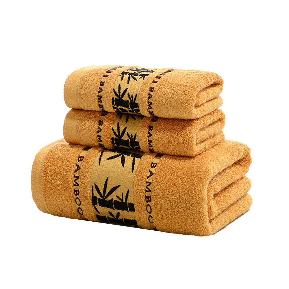 3Pcs Quick Absorbent Towels Soft Bamboo Fiber Home Bath Towel Washcloth Hand Towels Yellow