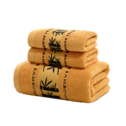 3Pcs Quick Absorbent Towels Soft Bamboo Fiber Home Bath Towel Washcloth Hand Towels Yellow