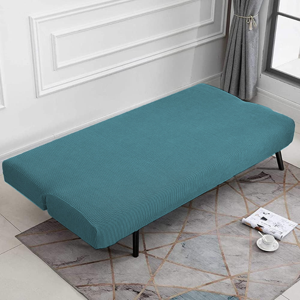Stretch Armless Cover Sofa Bed Slipcover Protector Elastic Futon Protector Green