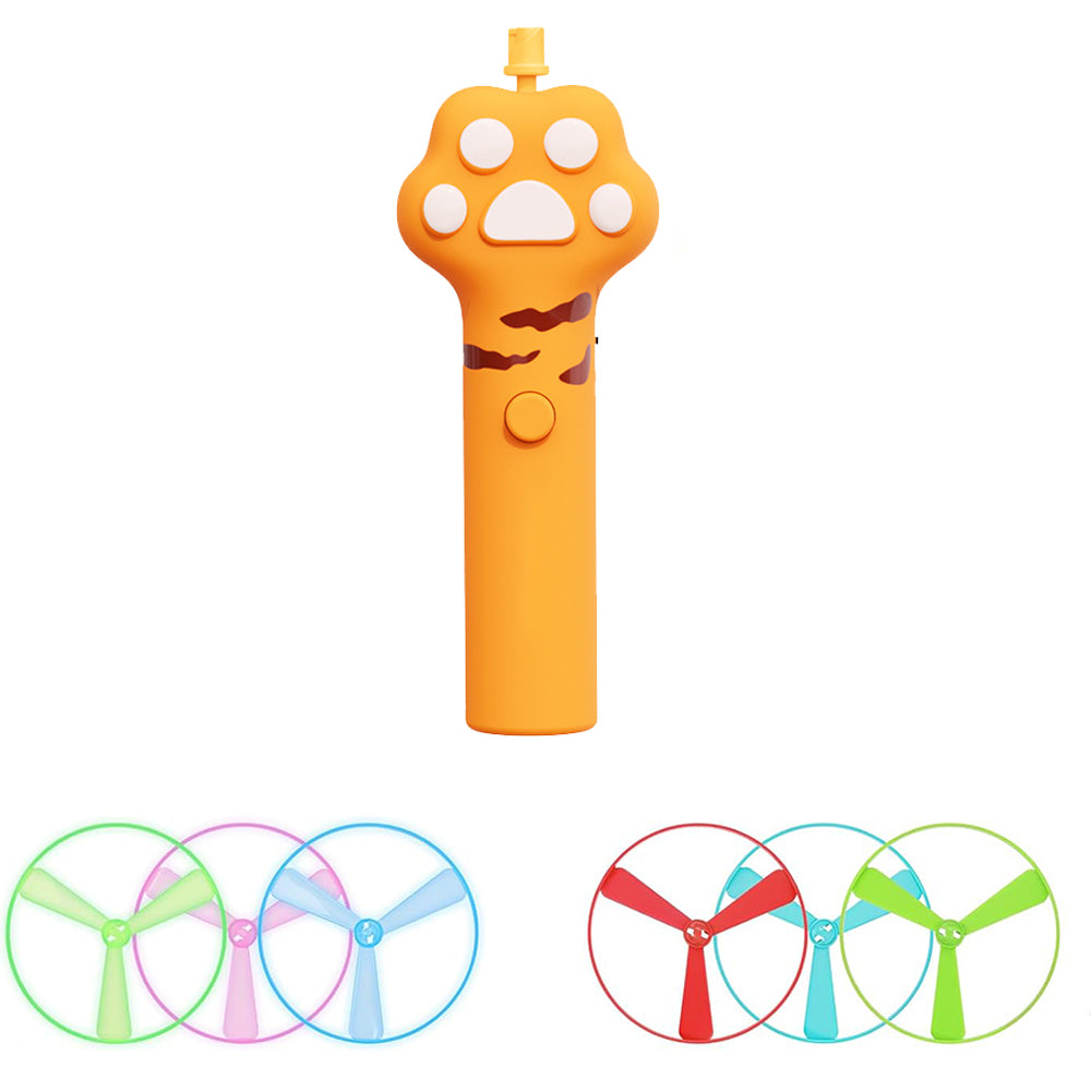 Cat Toy Disc Launcher Cat Fetch Toy UFO Flyer Cat Disc Launcher with Lights-Yellow