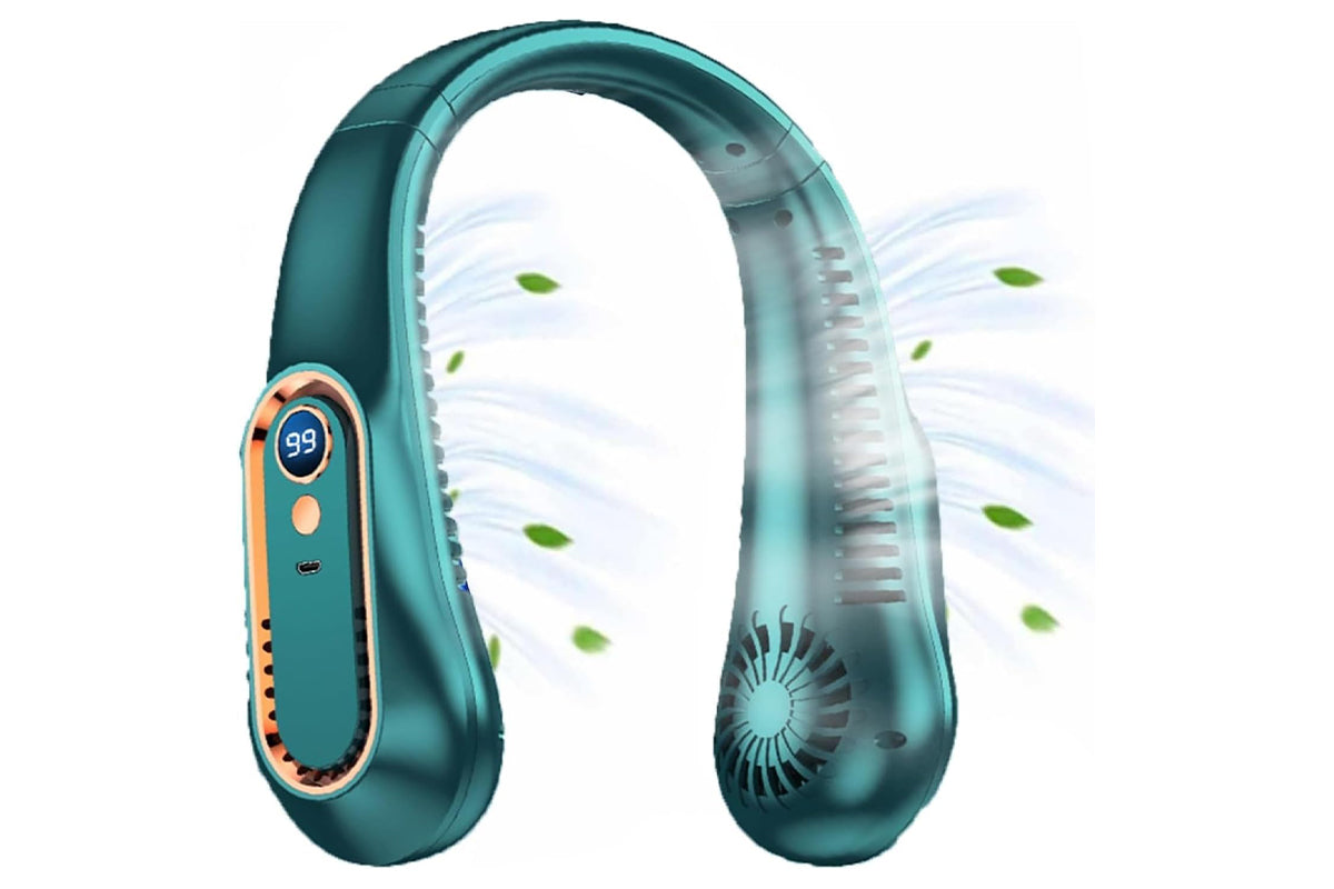 Portable 5 Speed Neck Fan Bladeless Digital Display Neck Air Cooling Fan for Home Travel