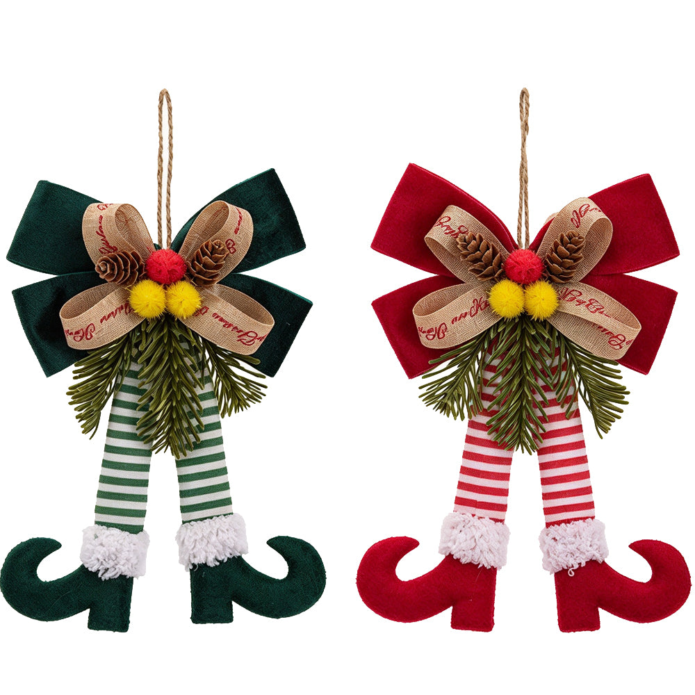 Christmas Bow Elf Leg Hanging Ornaments Christmas Tree Decor