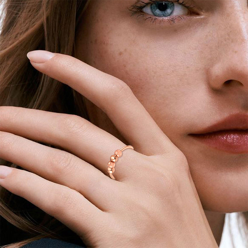 2Pcs Opening Fidget Spinner Rings for Women Adjustable Stress Spinning Rings Rose Gold